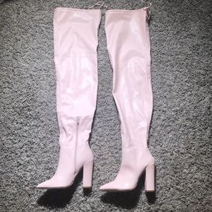 Pink thigh high boots
